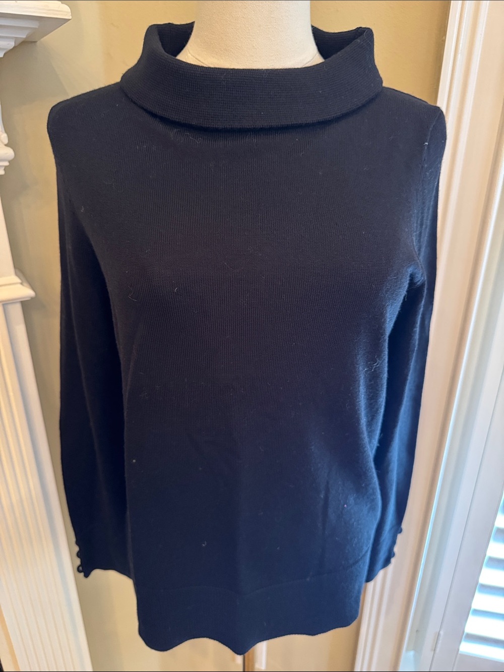 Talbots Black Cowl Neck Merino Wool Sweater